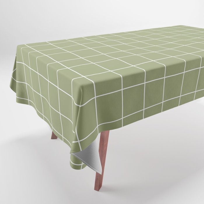 Hand Drawn Grid Green Tablecloth Gallery Image 1