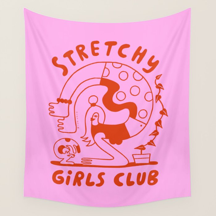 Stretchy Girls Club Wall Tapestry Gallery Image 1