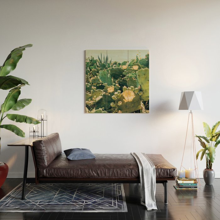 A Field of Prickly Pear Cactus Wood Wall Art Gallery Image 2