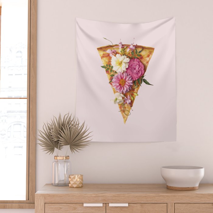 FLORAL PIZZA Wall Tapestry Gallery Image 2