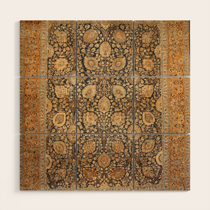 Tabriz Antique Boho Persian Rug Print Wood Wall Art Gallery Image 1
