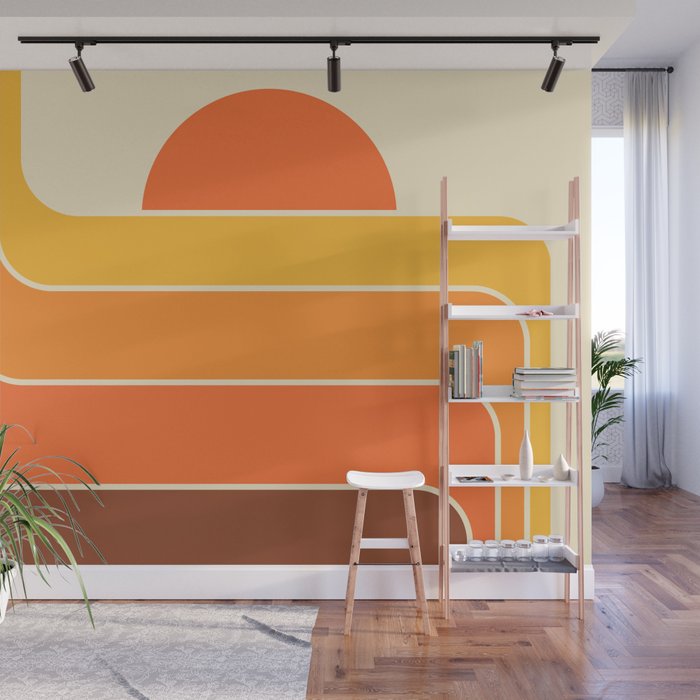 Retro Geometric Sun Set Design 421 Wall Mural Gallery Image 1