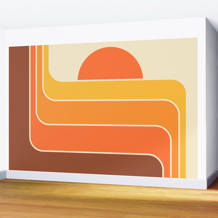 Retro Geometric Sun Set Design 421 Wall Mural Gallery Image 2