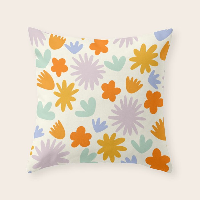 Mod Spring Flowers Throw Pillow Gallery Image 6
