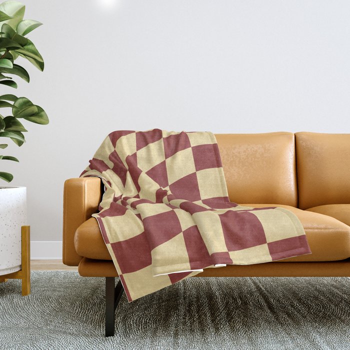 Wavy Rust x Buttercream Throw Blanket Gallery Image 1