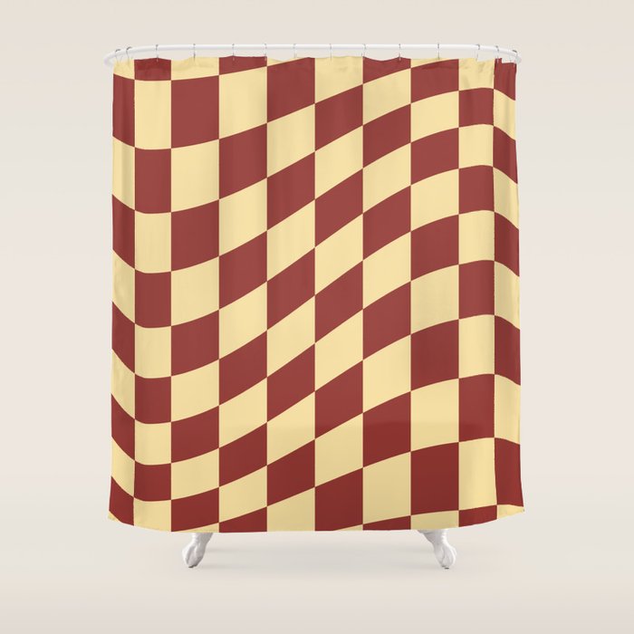 Wavy Rust x Buttercream Shower Curtain Gallery Image 1