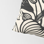 Geometric Floral Abstract Pattern in Black and White Cream Line Drawing Pillow Sham Gallery Image 4
