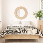 Geometric Floral Abstract Pattern in Black and White Cream Line Drawing Duvet Cover Gallery Image 3