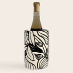 Geometric Floral Abstract Pattern in Black and White Cream Line Drawing Wine Chiller Gallery Image 2