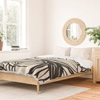 Geometric Floral Abstract Pattern in Black and White Cream Line Drawing Duvet Cover Gallery Image 2