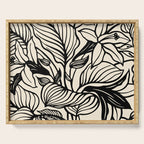 Geometric Floral Abstract Pattern in Black and White Cream Line Drawing Serving Tray Gallery Image 1