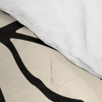 Geometric Floral Abstract Pattern in Black and White Cream Line Drawing Comforter Gallery Image 4
