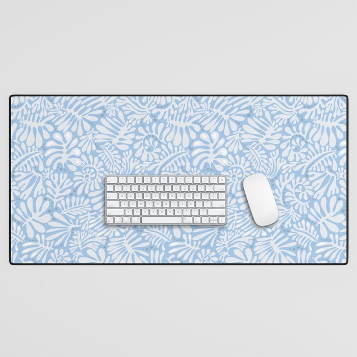 Matisse leaves pattern modern minimalistic light sky blue Desk Mat Gallery Image 1