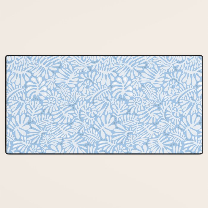 Matisse leaves pattern modern minimalistic light sky blue Desk Mat Gallery Image 3