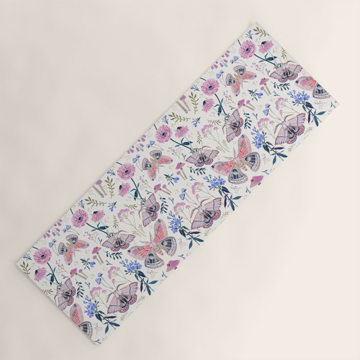 Lilac Butterfly and Flowers Yoga Mat Gallery Image 1