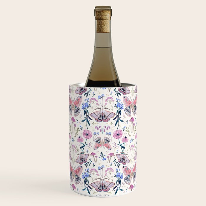 Lilac Butterfly and Flowers Wine Chiller Gallery Image 1