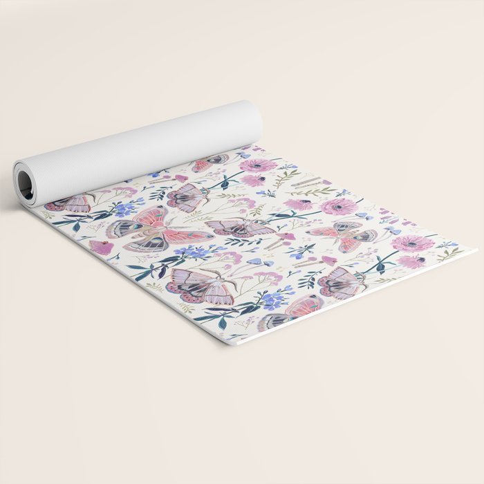 Lilac Butterfly and Flowers Yoga Mat Gallery Image 2