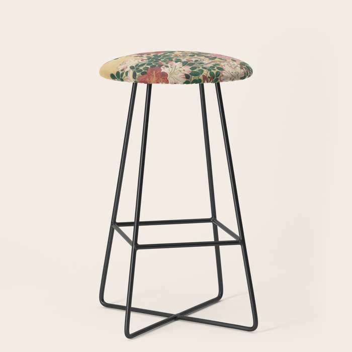 Vintage Flowers Azalea Japanese Painting Stool Gallery Image 1
