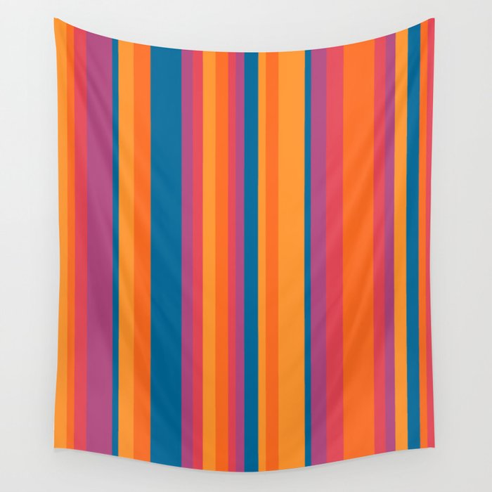 Classic Stripes III - Retro Rainbow  Wall Tapestry Gallery Image 1