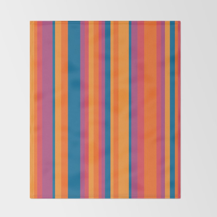 Classic Stripes III - Retro Rainbow  Throw Blanket Gallery Image 2
