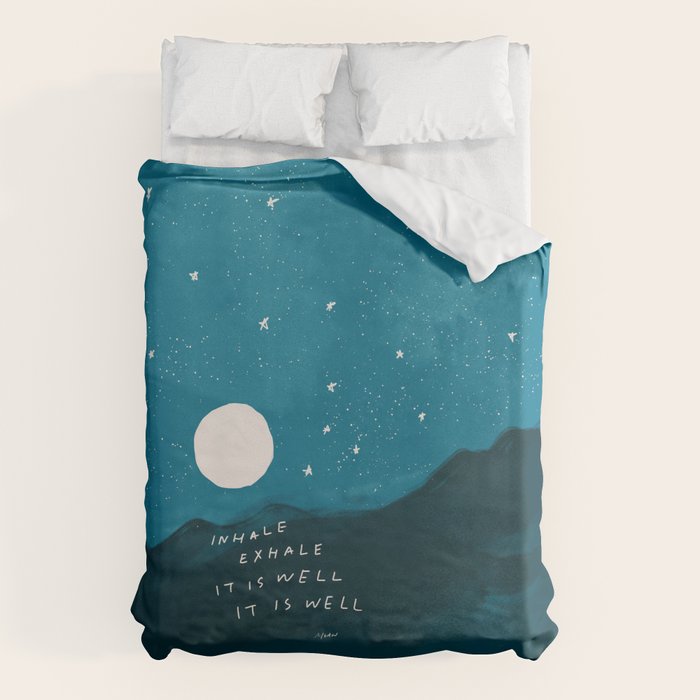 "Inhale Exhale It is Well It Is Well" Duvet Cover Gallery Image 1