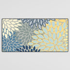 Floral Print, Yellow, Gray, Blue, Teal Desk Mat Gallery Image 3