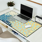 Floral Print, Yellow, Gray, Blue, Teal Desk Mat Gallery Image 2