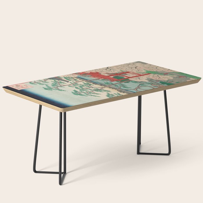 Spring Blossoms and Pond Ukiyo-e Japanese Art Coffee Table Gallery Image 1