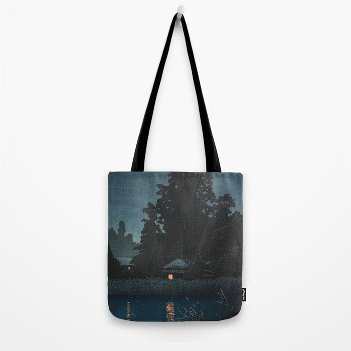 Hasui Kawase, Rain At Omiya, Saitama Prefecture - Vintage Japanese Woodblock Print Art Tote Bag Gallery Image 2