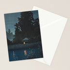 Hasui Kawase, Rain At Omiya, Saitama Prefecture - Vintage Japanese Woodblock Print Art Stationery Card Gallery Image 2