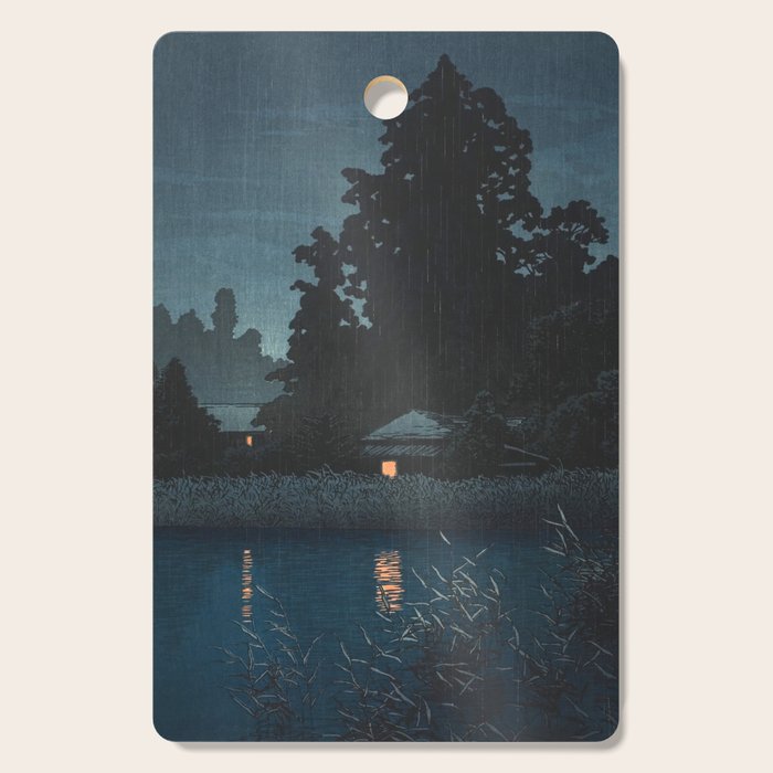 Hasui Kawase, Rain At Omiya, Saitama Prefecture - Vintage Japanese Woodblock Print Art Cutting Board Gallery Image 1
