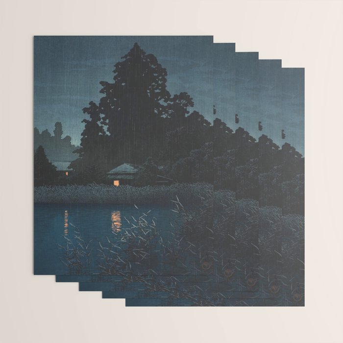 Hasui Kawase, Rain At Omiya, Saitama Prefecture - Vintage Japanese Woodblock Print Art Wrapping Paper Gallery Image 3