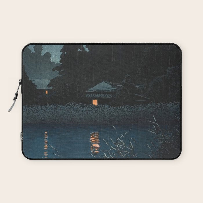 Hasui Kawase, Rain At Omiya, Saitama Prefecture - Vintage Japanese Woodblock Print Art Laptop Sleeve Gallery Image 1