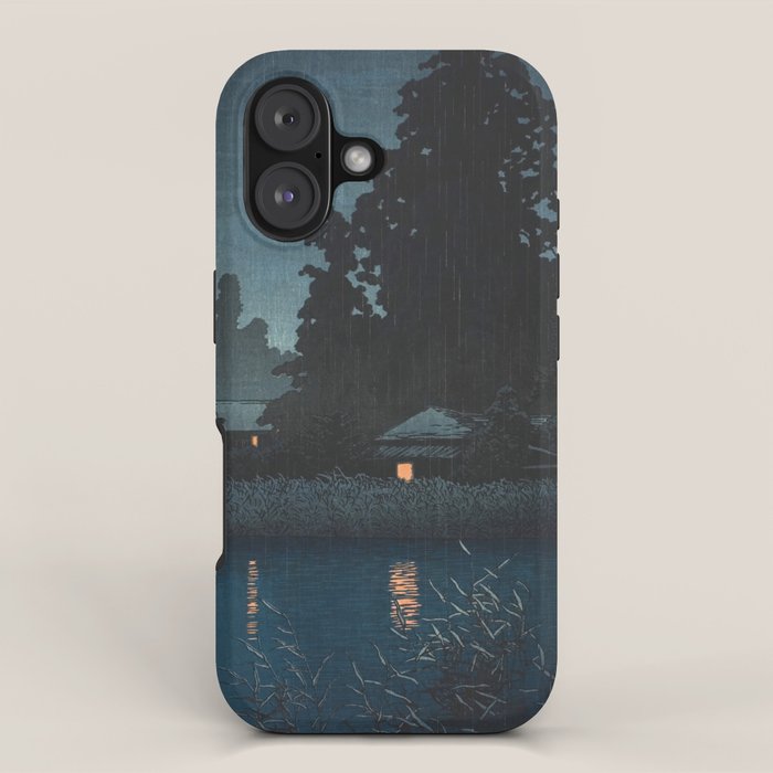 Hasui Kawase, Rain At Omiya, Saitama Prefecture - Vintage Japanese Woodblock Print Art iPhone Case Gallery Image 1