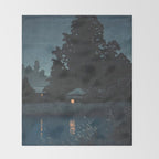 Hasui Kawase, Rain At Omiya, Saitama Prefecture - Vintage Japanese Woodblock Print Art Throw Blanket Gallery Image 2