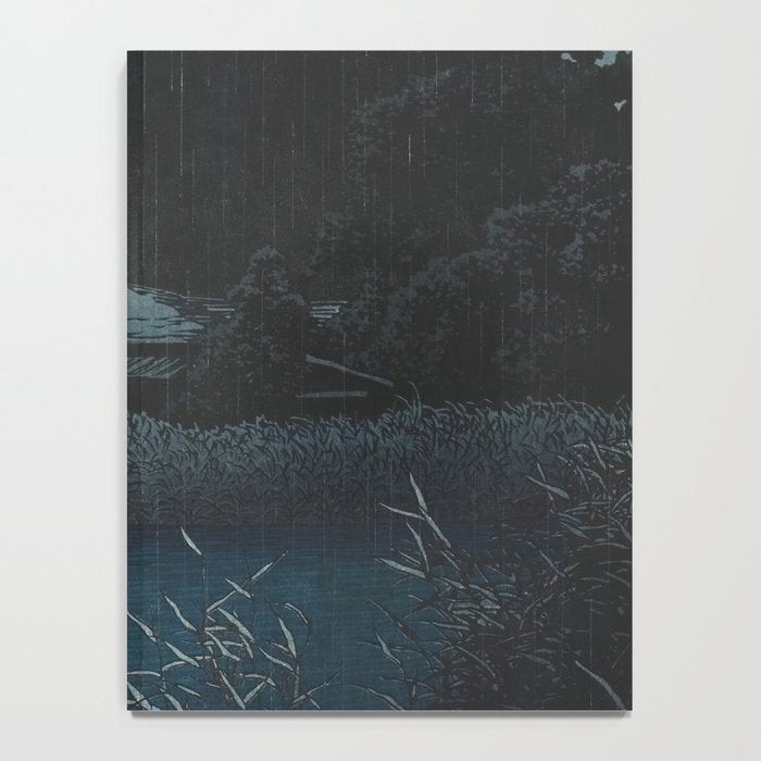 Hasui Kawase, Rain At Omiya, Saitama Prefecture - Vintage Japanese Woodblock Print Art Notebook Gallery Image 4