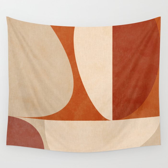 abstract retro shapes earthy 3 Wall Tapestry Gallery Image 4
