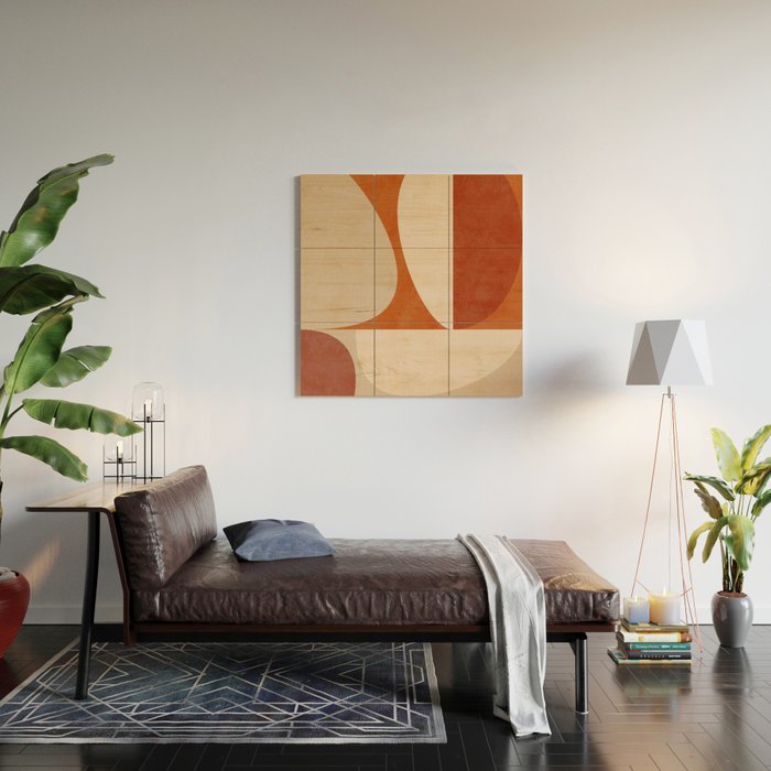 abstract retro shapes earthy 3 Wood Wall Art Gallery Image 2