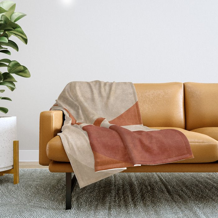 abstract retro shapes earthy 3 Throw Blanket Gallery Image 1