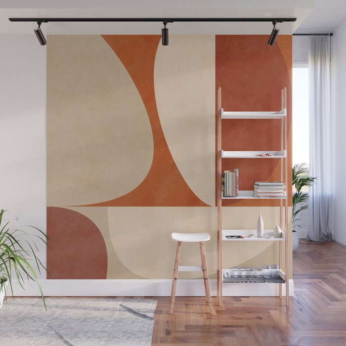 abstract retro shapes earthy 3 Wall Mural Gallery Image 1