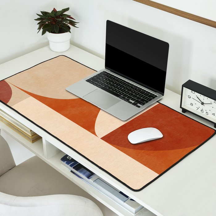 abstract retro shapes earthy 3 Desk Mat Gallery Image 2