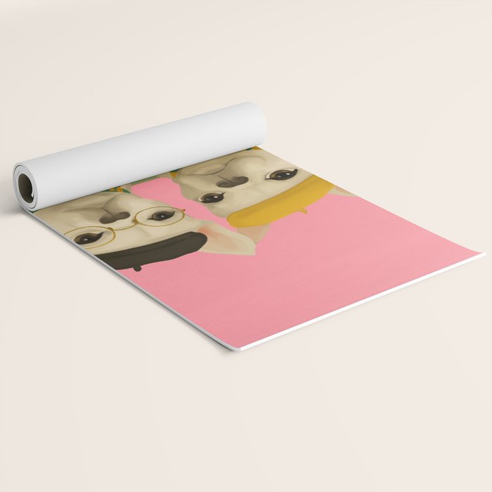 French Bulldogs at Breakfast Cafe Yoga Mat Gallery Image 2