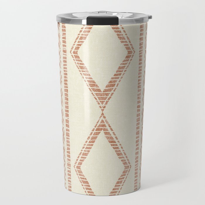 oceania diamond stripes - ginger on cream Travel Mug Gallery Image 1