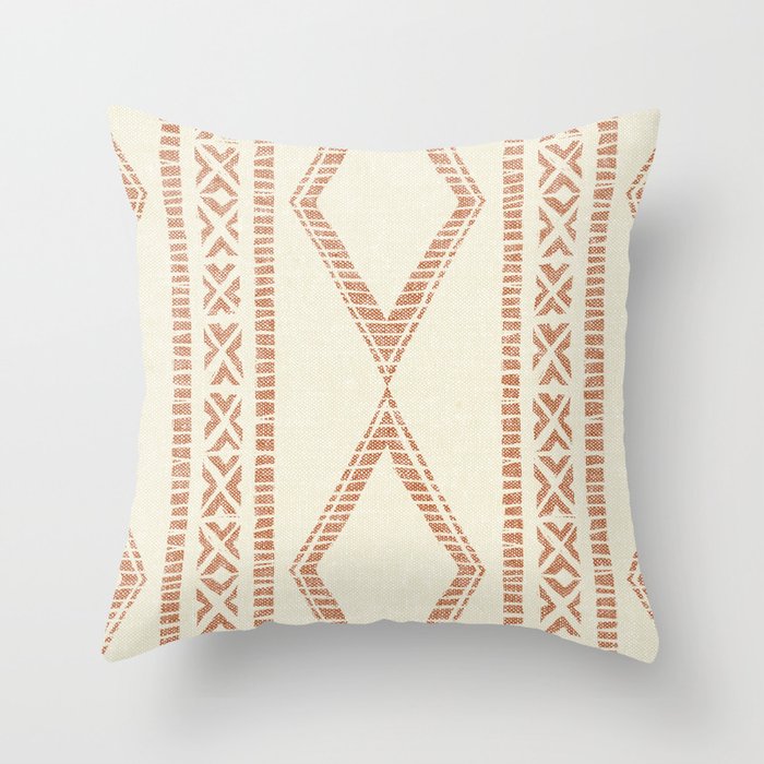 oceania diamond stripes - ginger on cream Throw Pillow Gallery Image 1