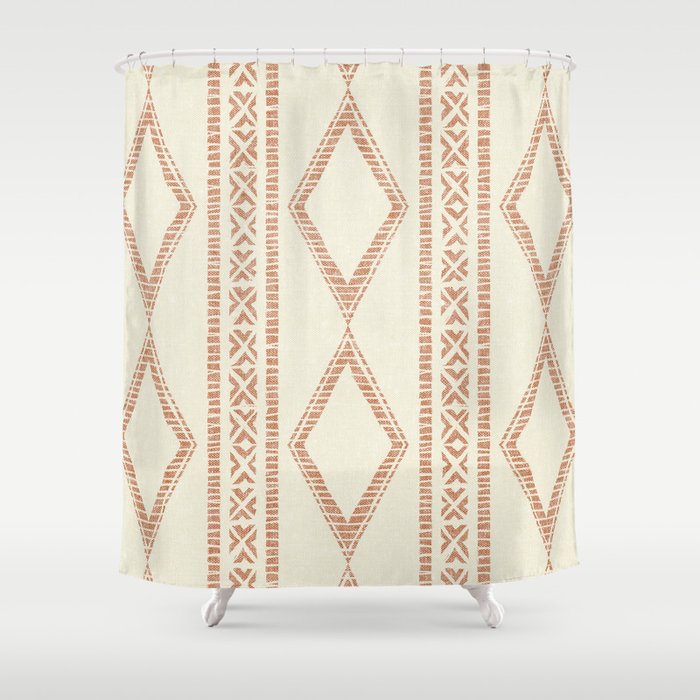 oceania diamond stripes - ginger on cream Shower Curtain Gallery Image 1