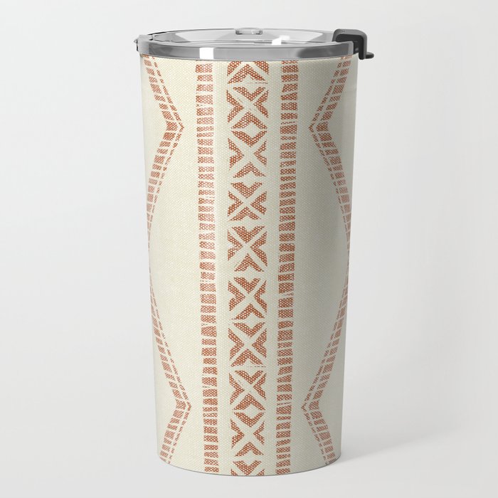 oceania diamond stripes - ginger on cream Travel Mug Gallery Image 2