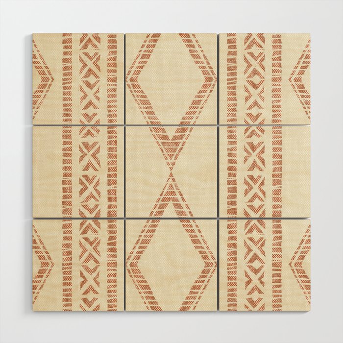 oceania diamond stripes - ginger on cream Wood Wall Art Gallery Image 1