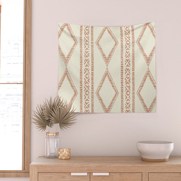 oceania diamond stripes - ginger on cream Wall Tapestry Gallery Image 2