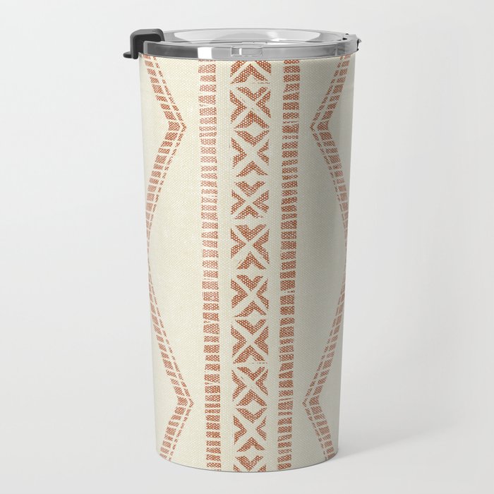 oceania diamond stripes - ginger on cream Travel Mug Gallery Image 3