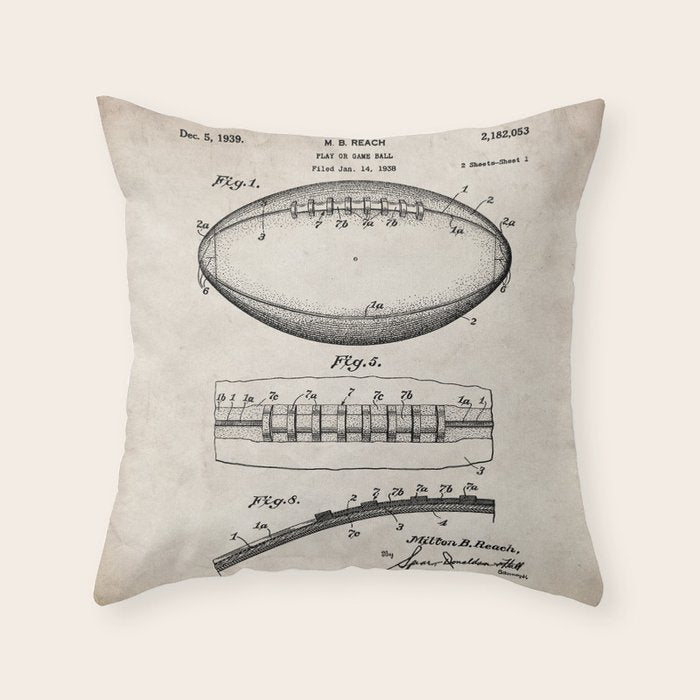 Football Patent - American Football Art - Antique Throw Pillow Gallery Image 6